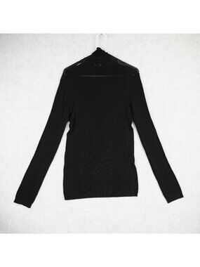 VTG Yves Saint Laurent Rive Gauche Black Sheer Knit Turtleneck Sweater Womens L